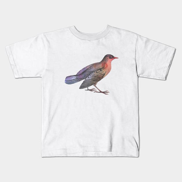 Cute vintage bird print with warm watercolour effect Kids T-Shirt by annaleebeer